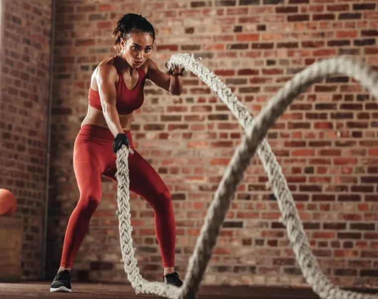 Equilibrium Gym & Fitness Burn Woman Battle Ropes